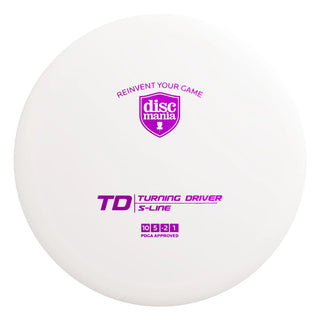 A white S-Line TD disc golf fairway driver.