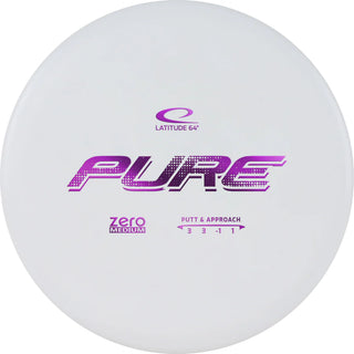 A white Zero Medium Pure disc golf disc.