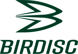 Vertical birdisc logo in green with transparent background.