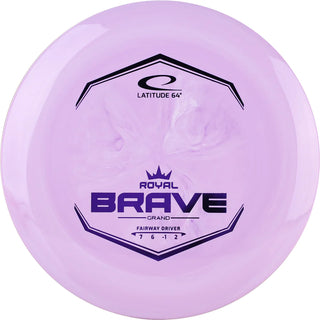 A purple Grand Brave disc golf disc.