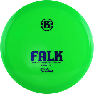 A green K1 Falk disc golf disc.