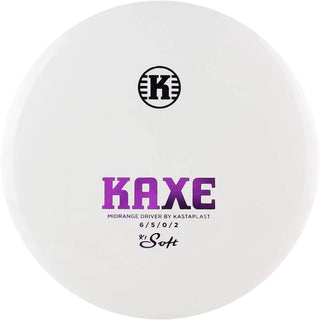 A white K1 Soft Kaxe Retooled disc golf disc.