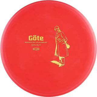 A red K3 Göte disc golf disc.