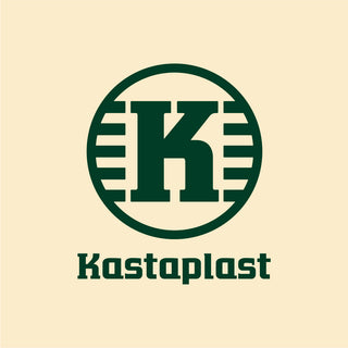 Kastaplast logo in green on a beige background.