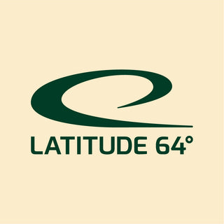 Latitude 64 logo in green on a beige background.