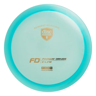 A turquoise Discmania C-Line FD disc golf fairway driver.