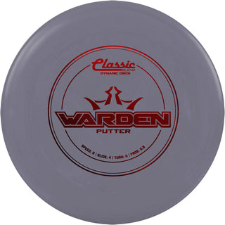 A gray Classic Blend Warden disc golf disc.