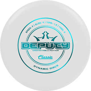 A white Classic Deputy disc golf disc.