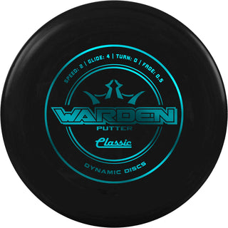 A black Classic Warden disc golf disc.