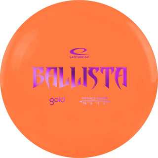 An orange Gold Ballista disc golf disc.