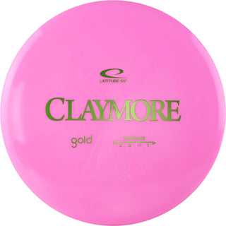 A pink Gold Claymore disc golf disc.