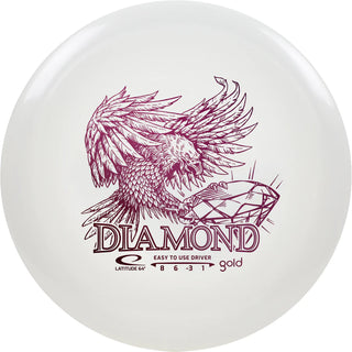 A white Gold Diamond disc golf disc.