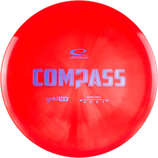 A red Gold Ice Compass disc golf disc.