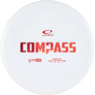 A white Gold Ice Compass disc golf disc.