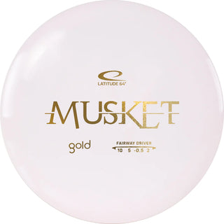 A white Gold Musket disc golf disc.