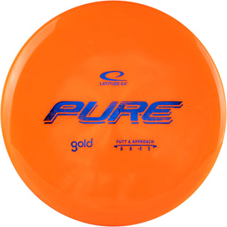 An orange Gold Pure disc golf disc.