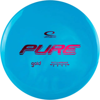 A turquoise Gold Pure disc golf disc.