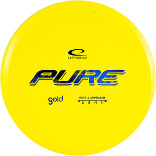 A yellow Gold Pure disc golf disc.