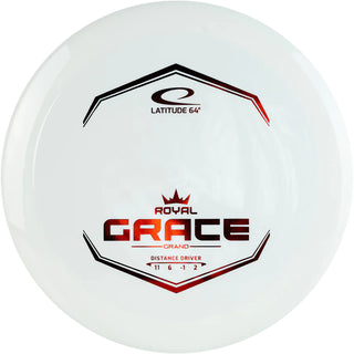 A white Grand Grace disc golf disc.