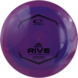 A purple Grand Rive disc golf disc.