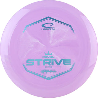 A purple Grand Strive disc golf disc.