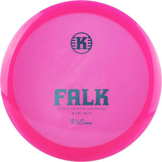 A pink K1 Falk disc golf disc.