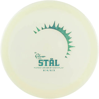 A white K1 Glow Stål disc golf disc made in luminescent plastic.