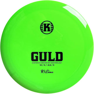 A green K1 Guld disc golf disc.