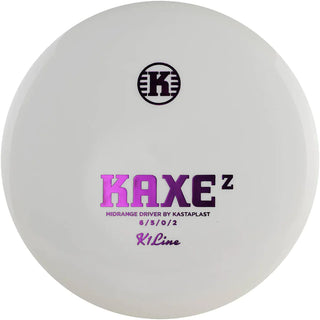 A white K1 Kaxe Z disc golf disc.