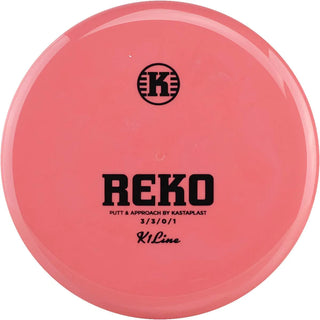 A pink K1 Reko disc golf disc.