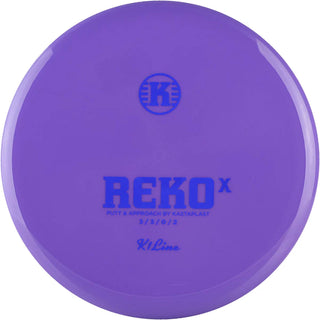 A purple K1 Reko X disc golf disc.
