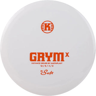 A white K1 Soft Grym X disc golf disc.