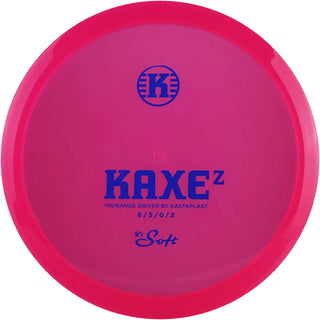 A pink K1 Soft Kaxe Z disc golf disc.