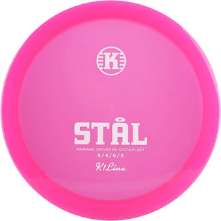 A pink K1 Stål disc golf disc.