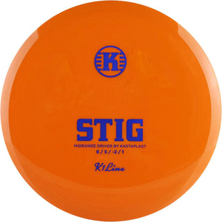 An orange K1 Stig disc golf disc.