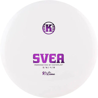 A white K1 Svea disc golf disc.