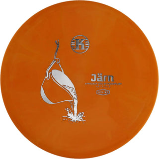 An orange K3 Järn disc golf disc.
