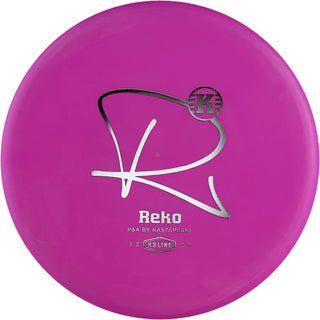 A pink K3 Reko disc golf disc.