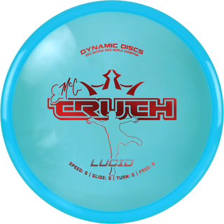 A turquoise Lucid Emac Truth disc golf disc.