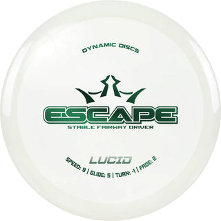 A white Lucid Escape disc golf disc.