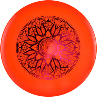 An orange Lucid-X Culprit disc golf disc.