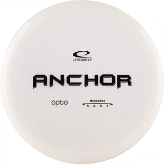 A white Opto Anchor disc golf disc.