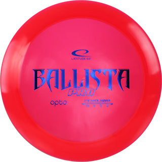 A red Opto Ballista pro disc golf disc.