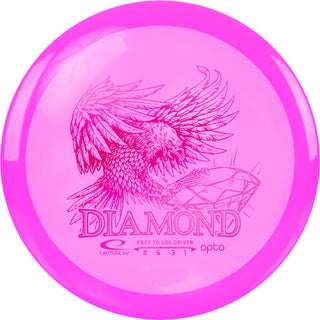 A pink Opto Diamond disc golf disc.