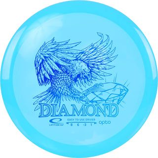 A turquoise Opto Diamond disc golf disc.