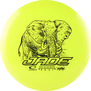 A yellow Opto Glimmer Jade disc golf disc.