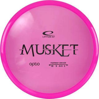 A pink Opto Musket disc golf disc.