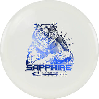 A white Opto Sapphire disc golf disc.