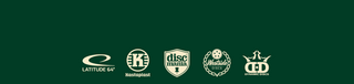 Logos of the different disc golf brands we sell in our store.