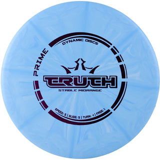 A blue Prime Burst Truth disc golf disc.